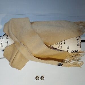 Alpaca Fina Peru Extra Long Scarf/ Shawl with Fringe Neutral Minimalist New!